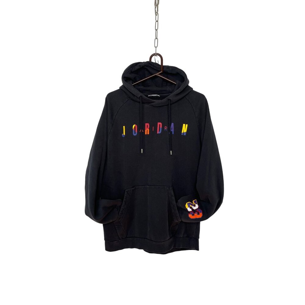 Jordan Brand Black Hoodie With Multicolor Logo & Number 23 Design  Medium